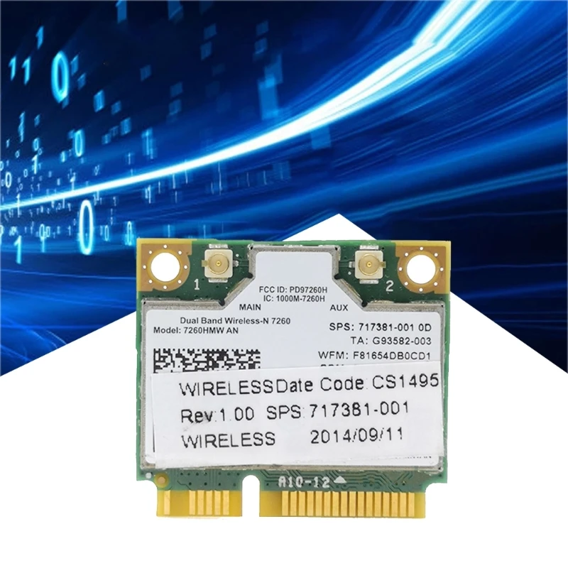 Мини-адаптер PCIE WiFi 7260 7260HMW 7260AN Wireless-N 2 4 ГГц/5 0 ГГц 300 Мбит/с