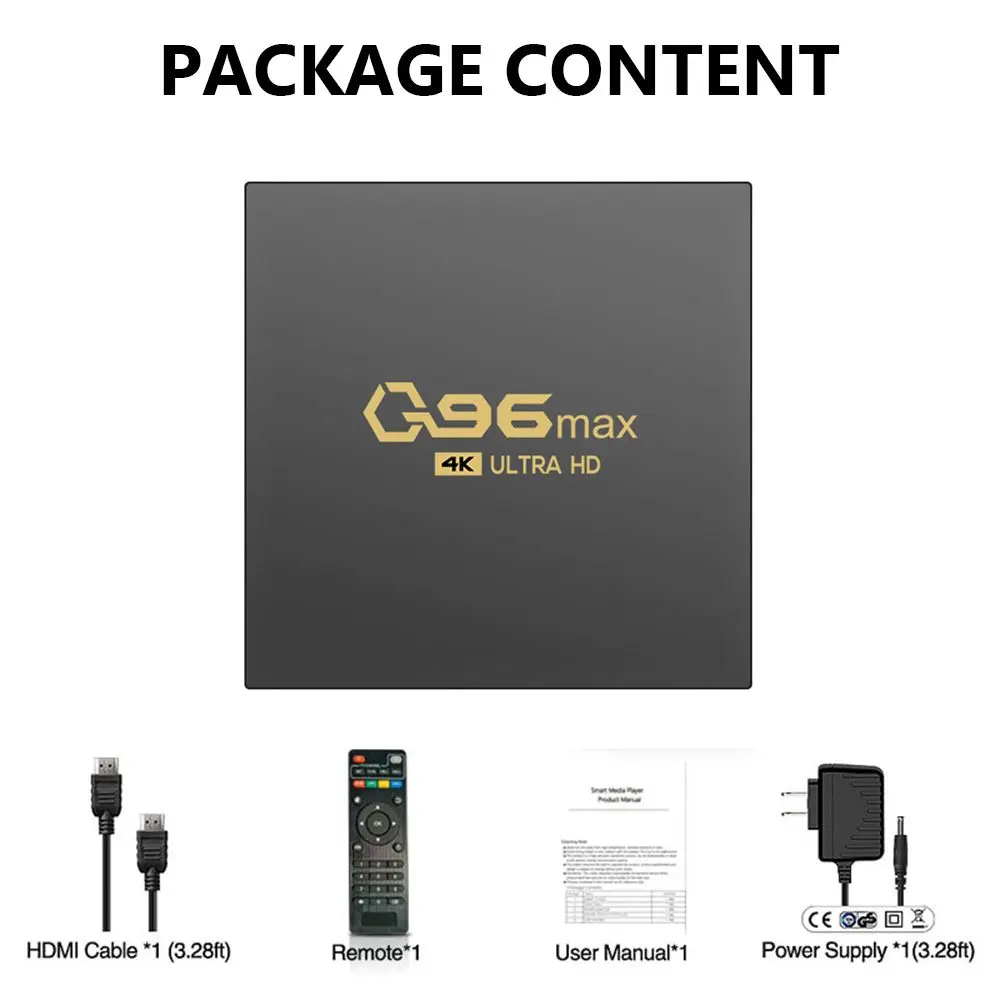 Медиаплеер H.265 Q96 MAX 8 ГБ + 128 ТВ-приставка на Android 11 четырехъядерный Amlogic S905L 2 4G Wi-Fi 4K