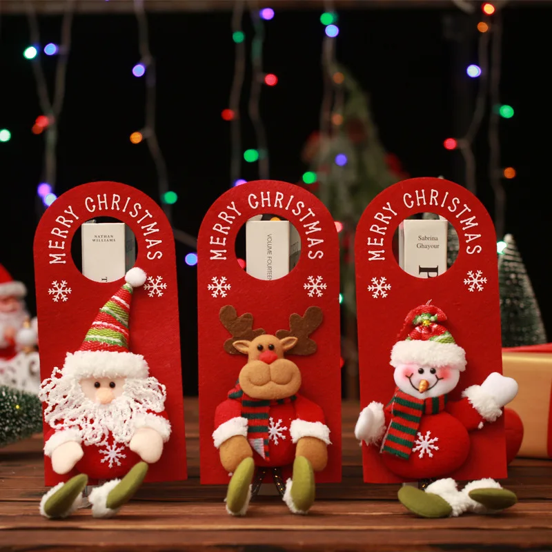 Санта-Клаус Снеговик Подходящая дверная ручка Украшение двери Мультяшная пряжка