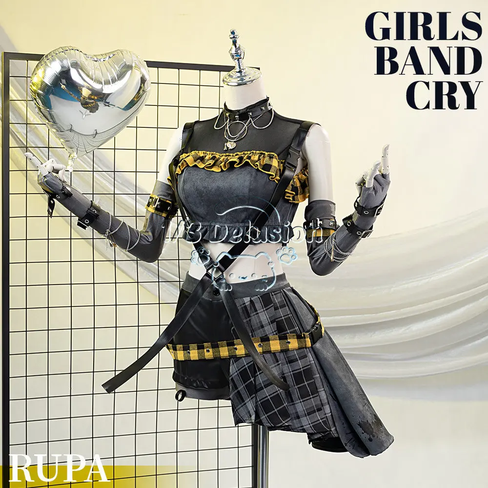 Фото Комплект для косплея по аниме-игре Girls Band Cry Rupa: женская униформа рок-группы с полным набором аксессуаров для Хэллоуина №2