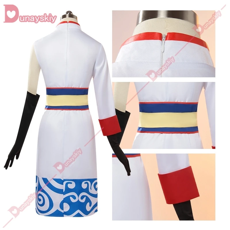 Аниме Gintama Kagura Косплей Костюм Парик Кагура Кунгфу Красный Топ Брюки Платье Наряд