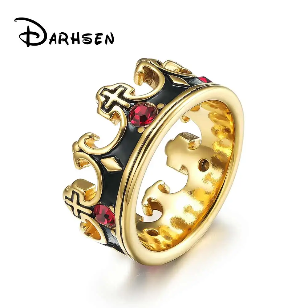 

DARHSEN Crown Male Men Rings Black Silver Gold Color Stainless Steel Fashion Anniversary Jewelry Gift size 8 9 10 11 12