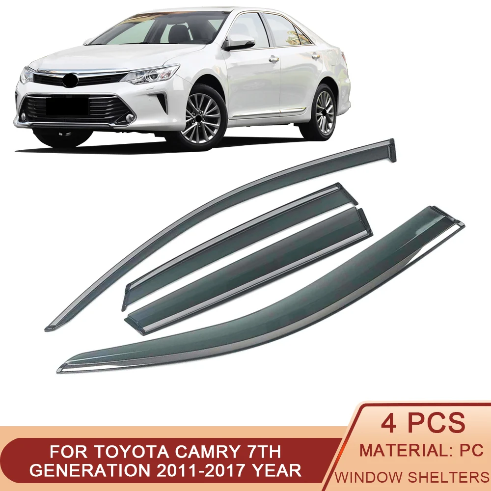 

For TOYOTA CAMRY 7TH Generation 2011-2017 Car Window Sun Rain Shade Visors Shield Shelter Protector Cover Trim Frame Sticker