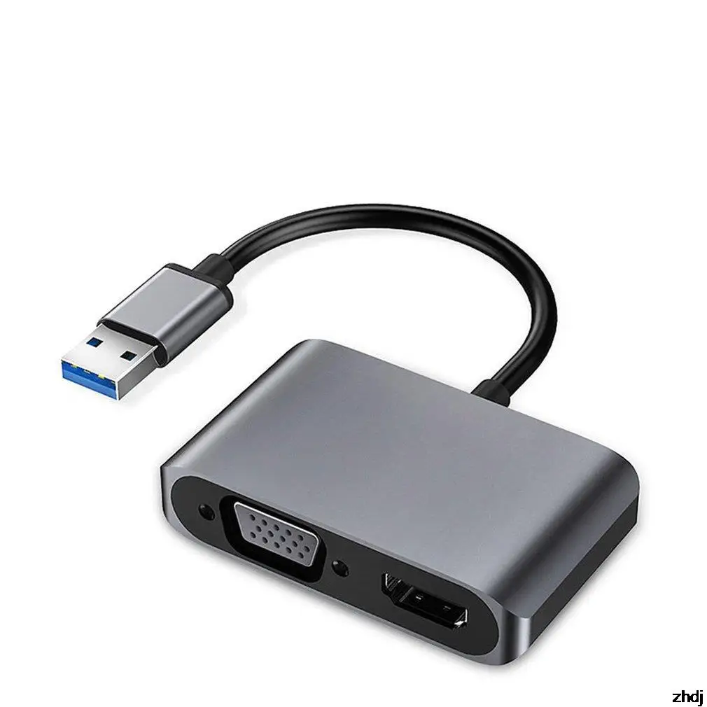 

Адаптер VGA, совместимый с USB 3,0 и HDMI, 1080P, мультидисплей, 2 в 1, совместимый с USB-HDMI конвертер для ОС Windows 7/8/10