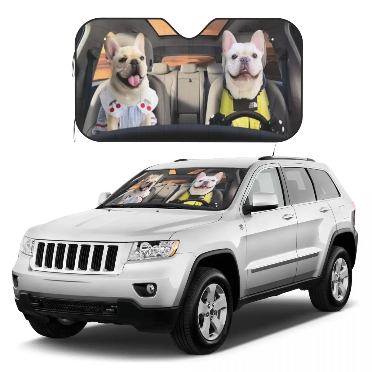 

ADORABLE BULLDOG COUPLE Sunshades Reflector Anti Uv Custom Car Sunshade Sun Shade
