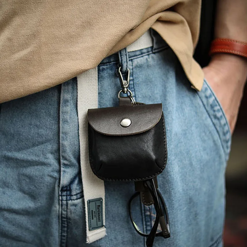 

AETOO Plant Tanned cow leather Waist Hanging Bag Mini small bag Car Key Bag Certificate Bag Coin Purse handmade small purse