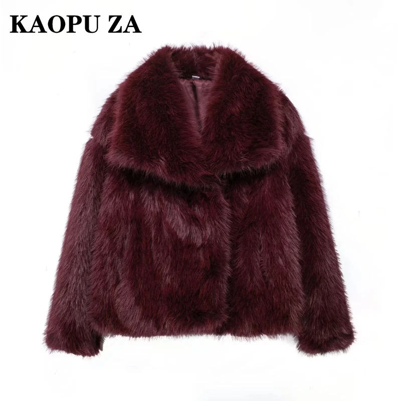 KAOPU ZA 2024 осенне-зимняя женская повседневная однотонная куртка с отложным
