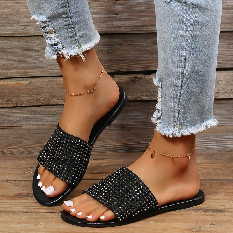 

Home Lady Slippers Flat Bottom Fashion Sandals Comfortable and Lovely Women's Shoes Casual Flat Shoes Slides Shoes for Women