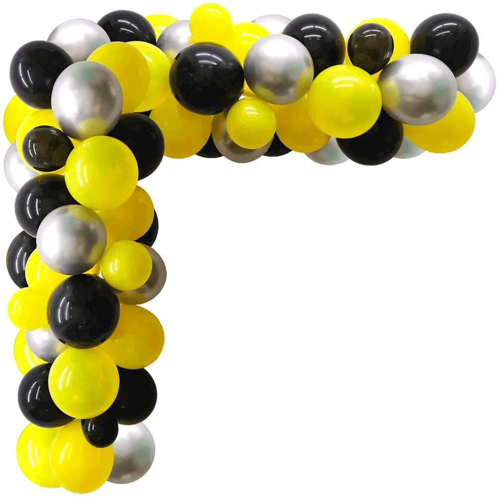 

92Pcs Yellow Black Metallic Silver Balloons Garland Arch Kit Latex Ballon Wedding Birthday Party Baby Shower Decoration Globos