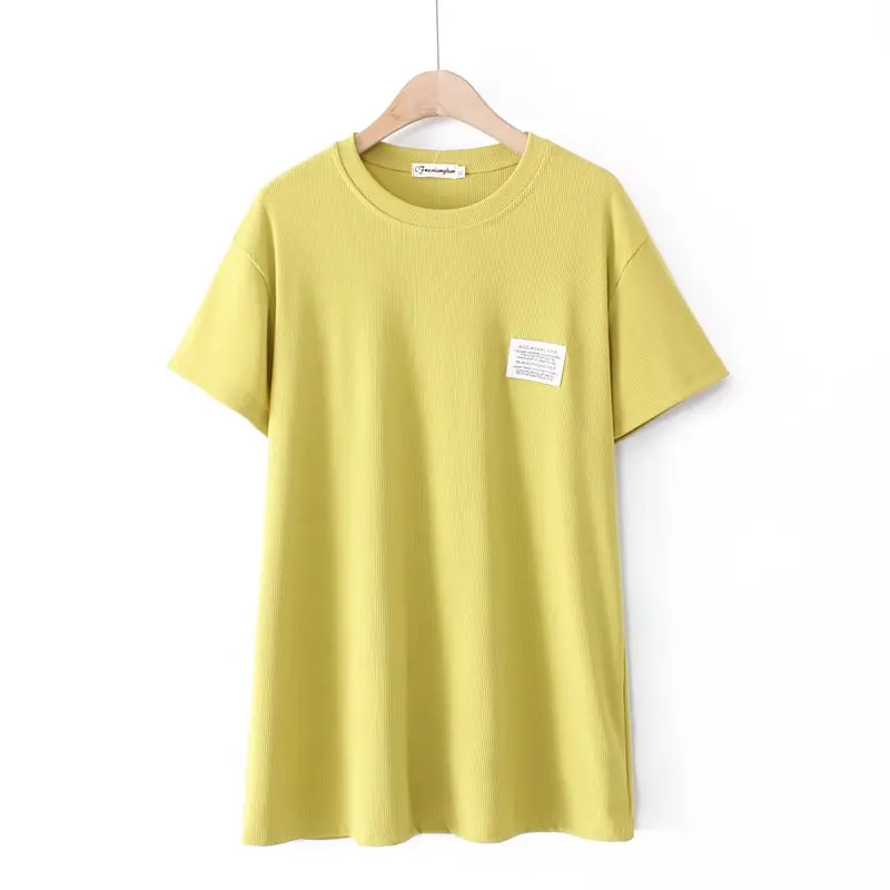 

Женская футболка с коротким рукавом и круглым вырезом, цвет белый/черный/зеленый/желтый