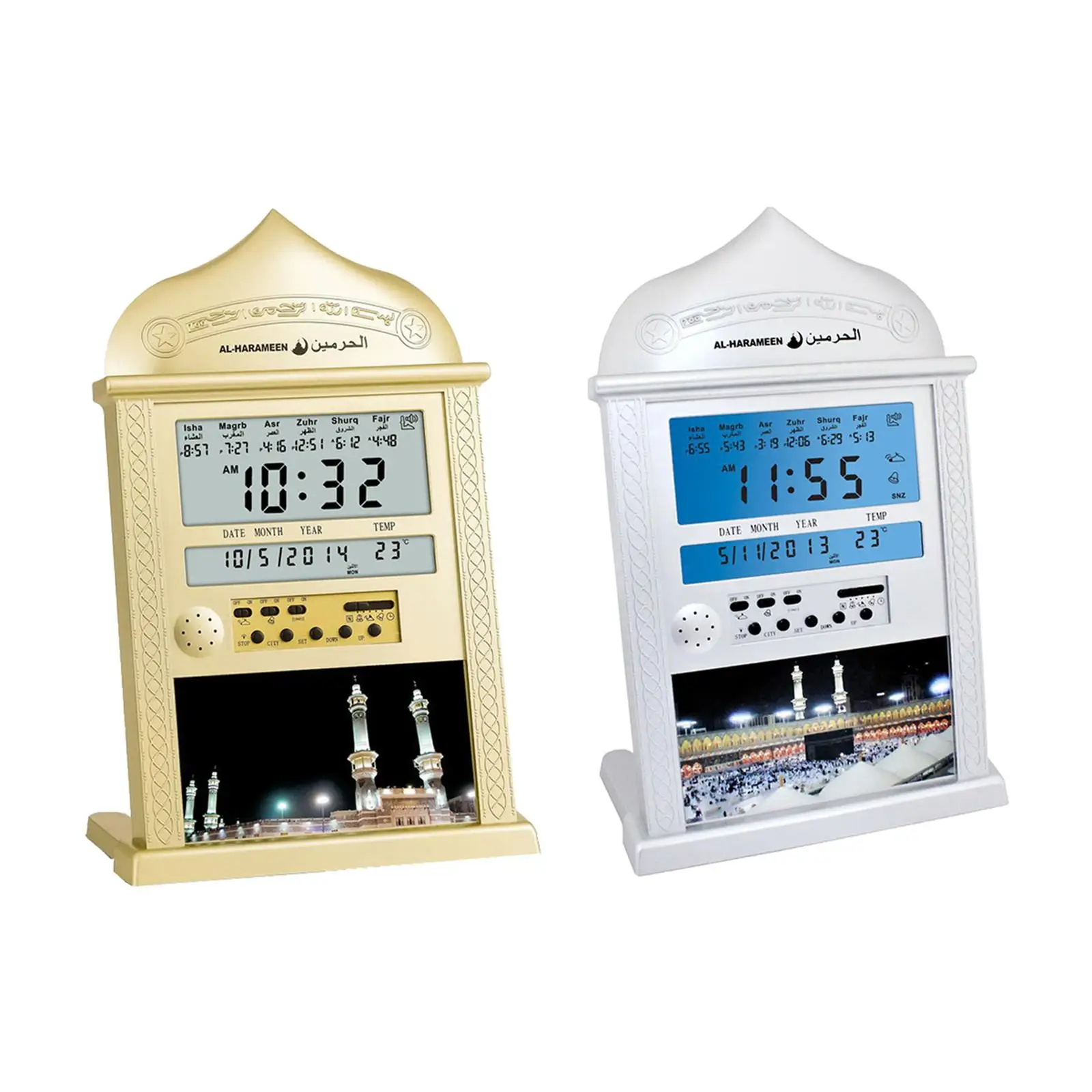 

Azan Clock Muslim Islamic Wall Clock Snooze Mode Home/Office/Mosque Alarm Clock Month Date Year Temperature 12/24H Ramadan Gift