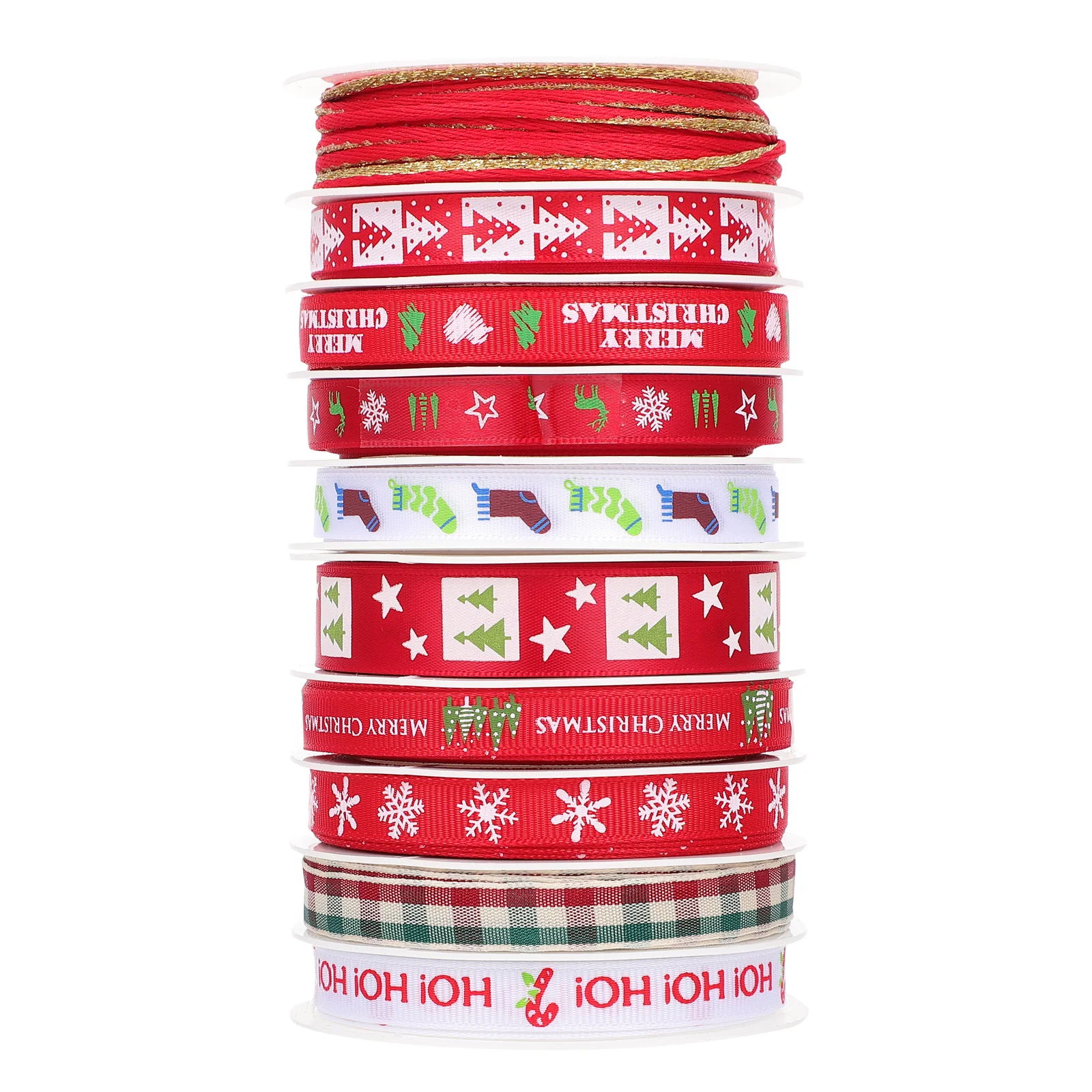 

10 Rolls DIY Ribbons Xmas Decorative Party Christmas Themed Ribbon Ribbons For Crafts Gift Box Ribbon Adorns
