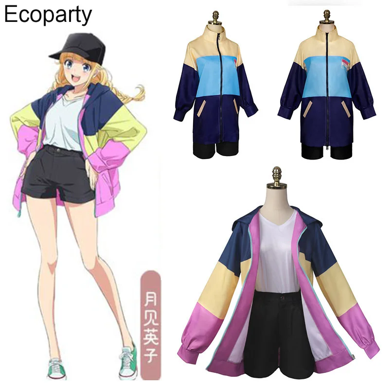 

Anime Paripi Koumei Tsukimi Eiko Cosplay Costumes Jacket Shirt Hot Pants Hat Ya Boy Kongming Set for Girls Outfit Party People