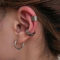punk stainless steel clip on earrings for women girls vintage hip hop hoop earring ear clips fashion jewelry gifts 3pcsset
