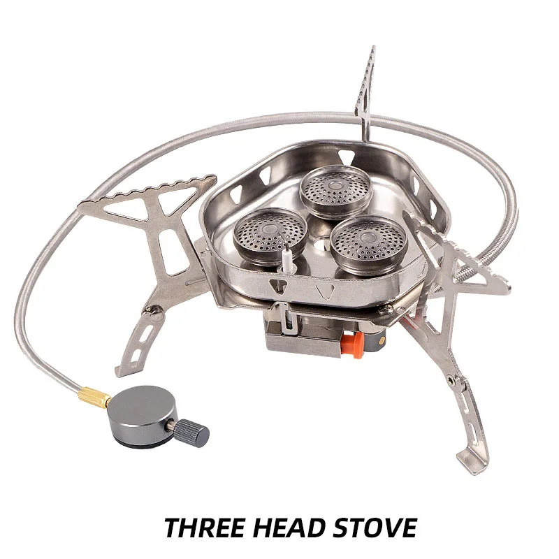 

5800W Camping Gas Stove 3 Burners Portable Backpacking Tourist Furnace Folding Gas Cooker Adjustable Stove for Outdoor Cooking