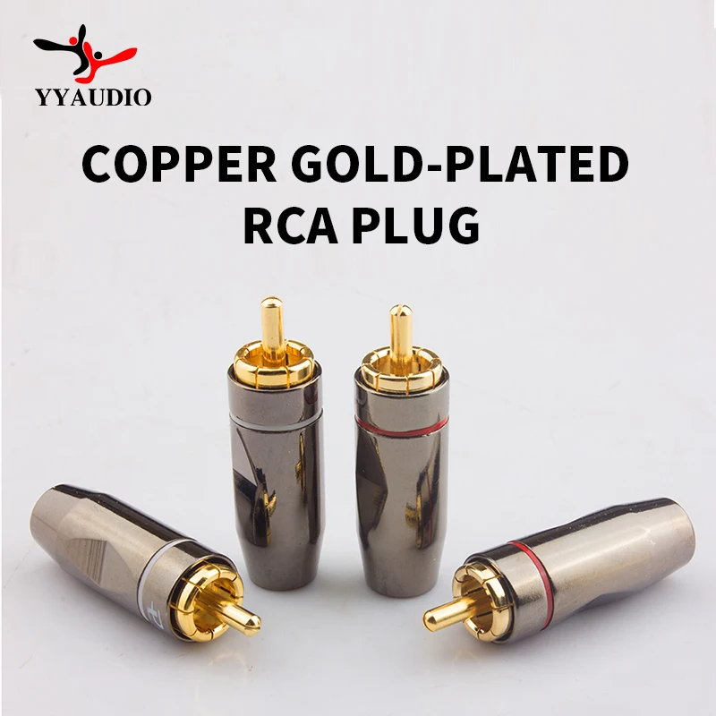 Позолоченный штекер аудиокабеля YYAUDIO RCA, штекер RCA, запираемый Регулируемый аудиоштекер, разъем для динамика для видео, ТВ, AV