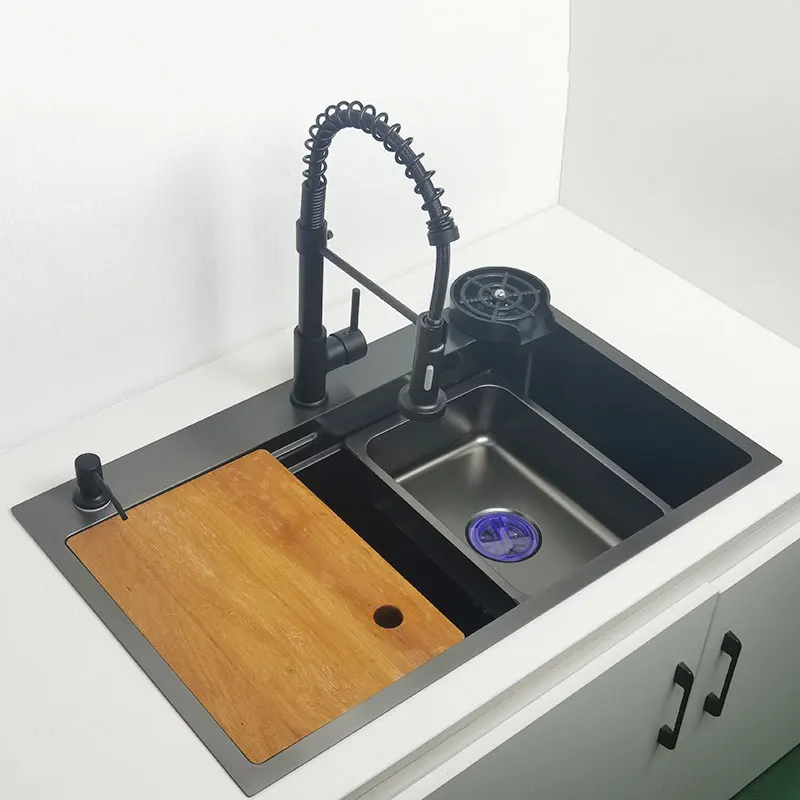 Matte Black Nano Kitchen Sink Above Mount Washing Basin with
