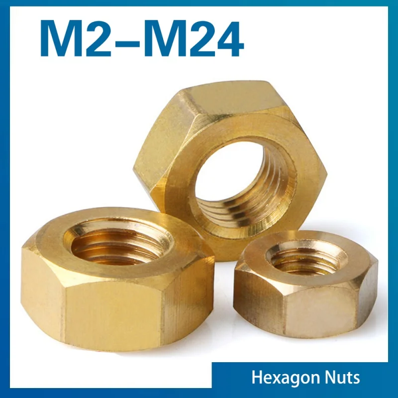 

Solid Brass Copper Hex Hexagon Nut for M2 M2.5 M3.5 M4 M5 M6 M8 M10 M12 M14 M16 M18 M20 M22 M24 Screw Bolt Metric Thread DIN934