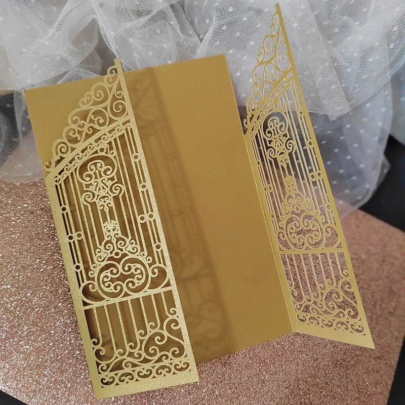 

50pcs Laser Cut Wedding Birthday Invitation Card Gate for Marriage Birthday Graduation Business Dinner Party Celebration