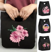 insulated bag thermal lunch bags for women fridge pouch food tote cooler handbags for work canvas picnic box flamingo pattern