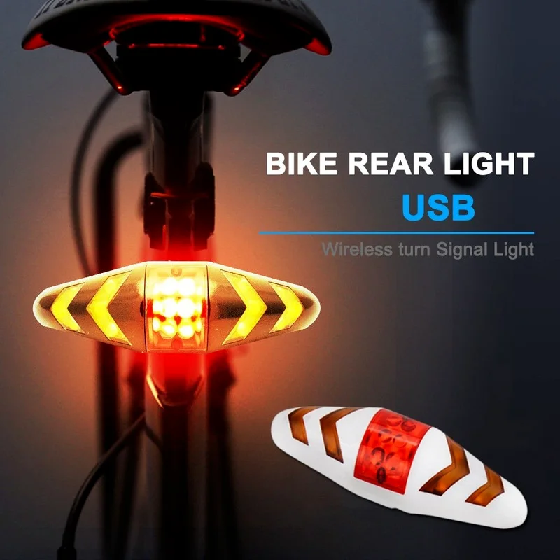 

Bicycle USB LED Indicator Rear Tail Light Bike Turn Signal Light with Wireless Remote Signal mode taillight Rear safety lights