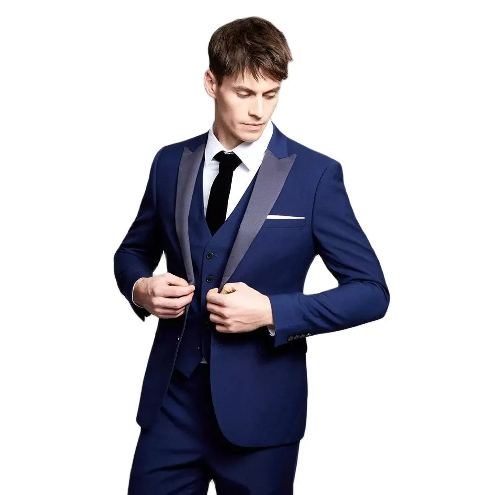 

Блейзер, жилет и брюки, мужские костюмы, жакет, облегающий комплект из 3 предметов/атласный смокинг для жениха на свадьбу с лацканами, официальные высококачественные наряды