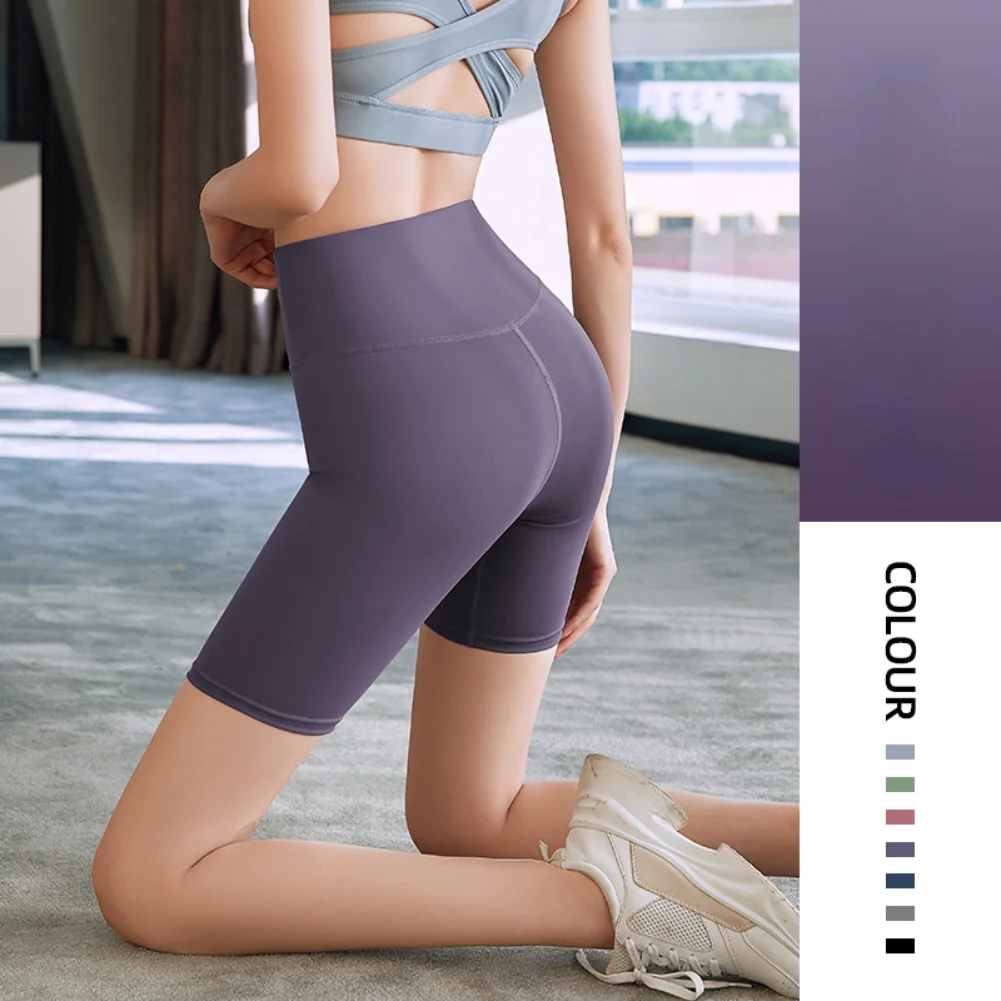 

Women's Solid Color Hip Lifting Five Yoga Pants Stretch High Waist Tight Breathable Bottoming Pants Fitness Running Sportswear