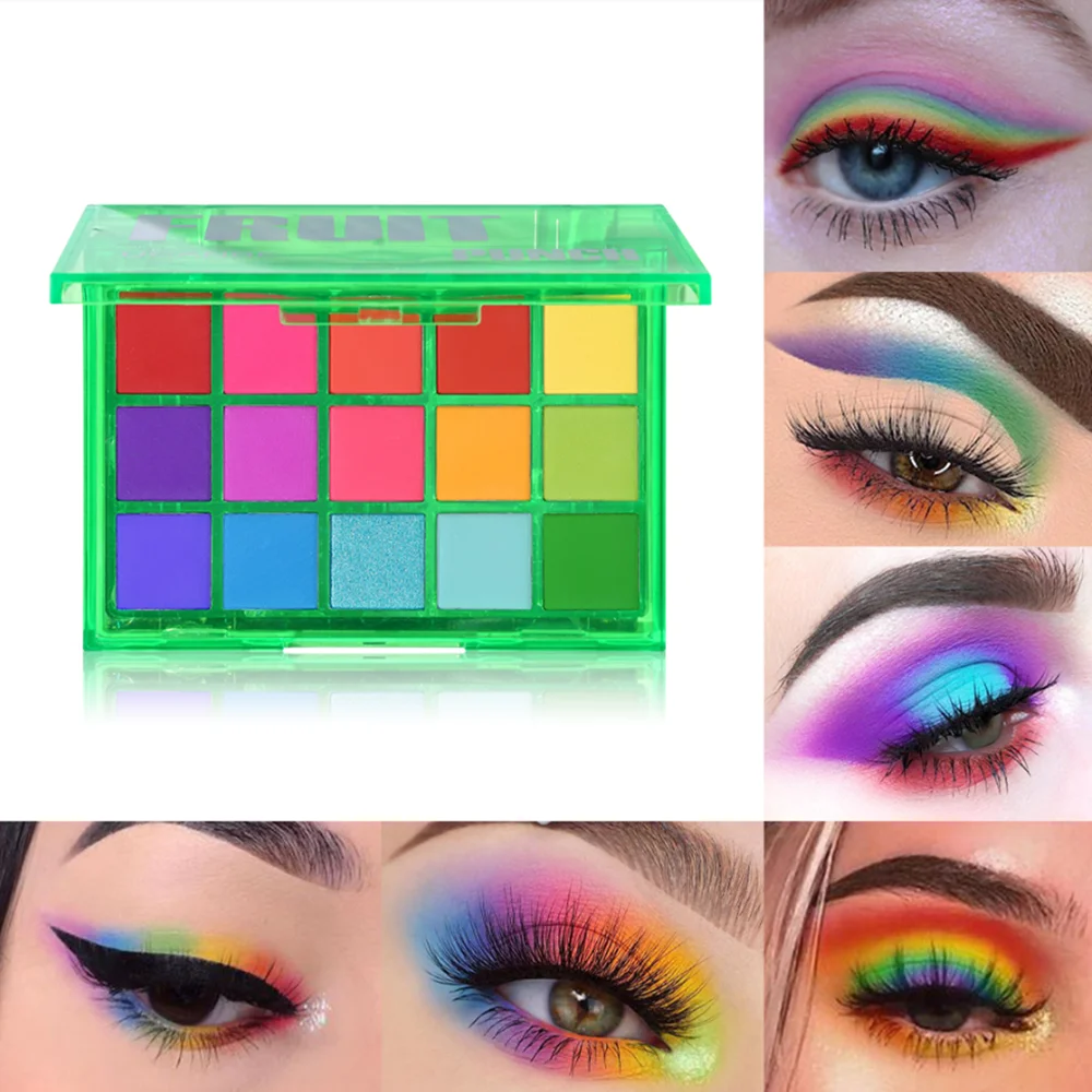 

Makeup Sweet Party Eyeshadow Pallete Neon Palette 15 Shimmer Glitter Matte Shades Metallic Nude Blendable Pigment