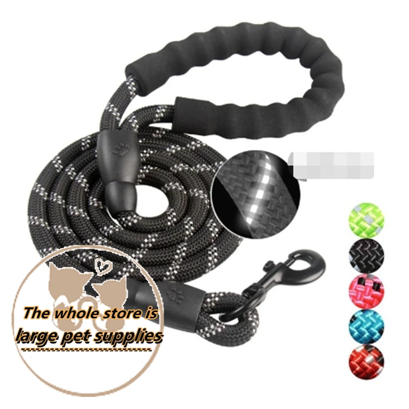

Reflective Pet Leash Dog Leash Nylon Round Dog Leash Pet Supplies Explosion-proof Brewed Cotton Handle Leash Dog Harness