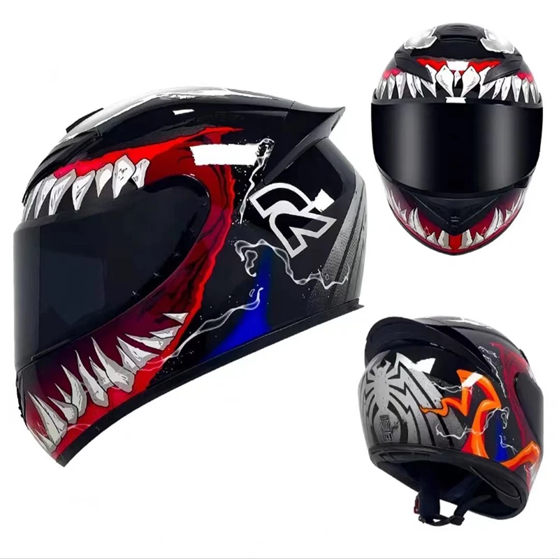 Motorcycle Helmets Integral Full Face DOT Approved Certified for Venom Helmet Men's Women' Racing Moto With Anti-fog Visor Mica