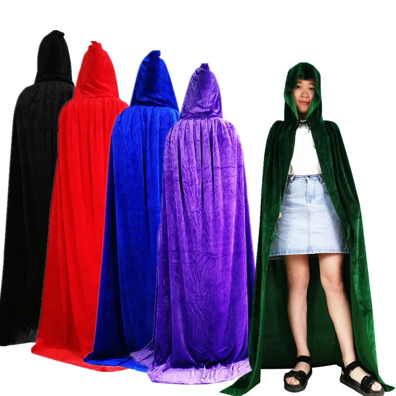 

Unisex Adults Long Hooded Cloak Velvet Cape for Halloween Cosplay Costumes