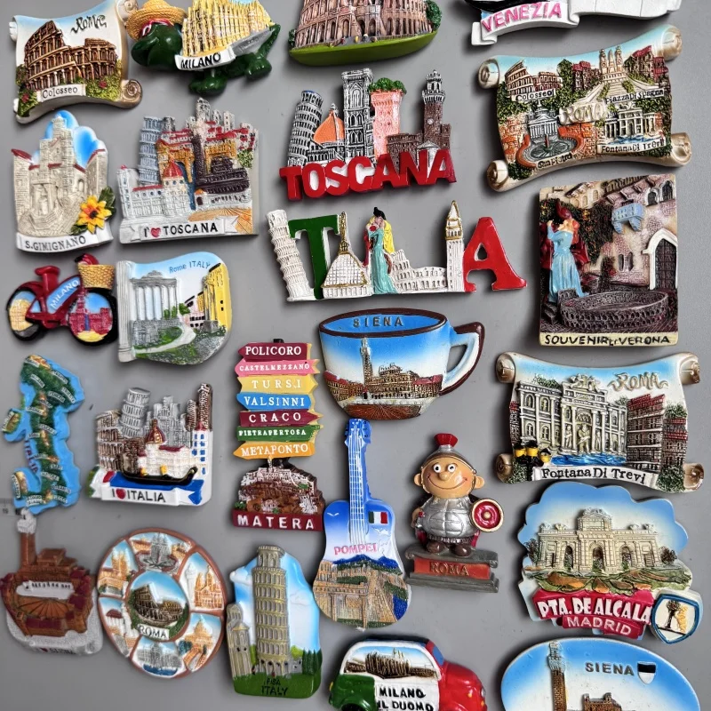 Фото Италия Магниты на холодильник Туристический сувенир Colosseo Milano Rome Toscana Madrid Siena Matera Pompei Наклейки на холодильник Домашний декор №3