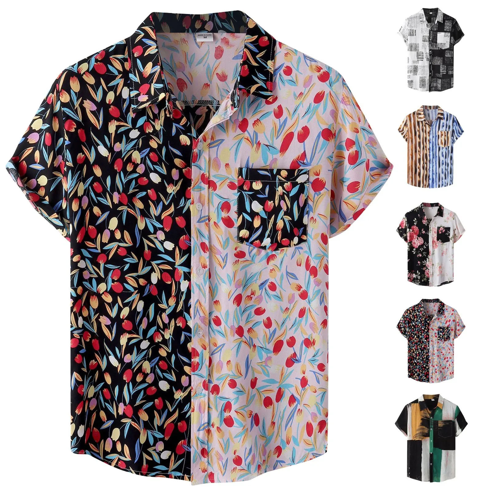 

Men's Summer Casual Floral Print Design Hawaiian Style Short Sleeve Beach Vacation Shirt Ropa Hombre Camisa Social Masculinas