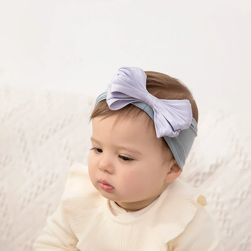 

New Hair Accessories Childrens Silk Butterfly Knot Hair Band Baby Nylon Hair Band Baby Wide Side Hair Band Kids Newborn Headwear