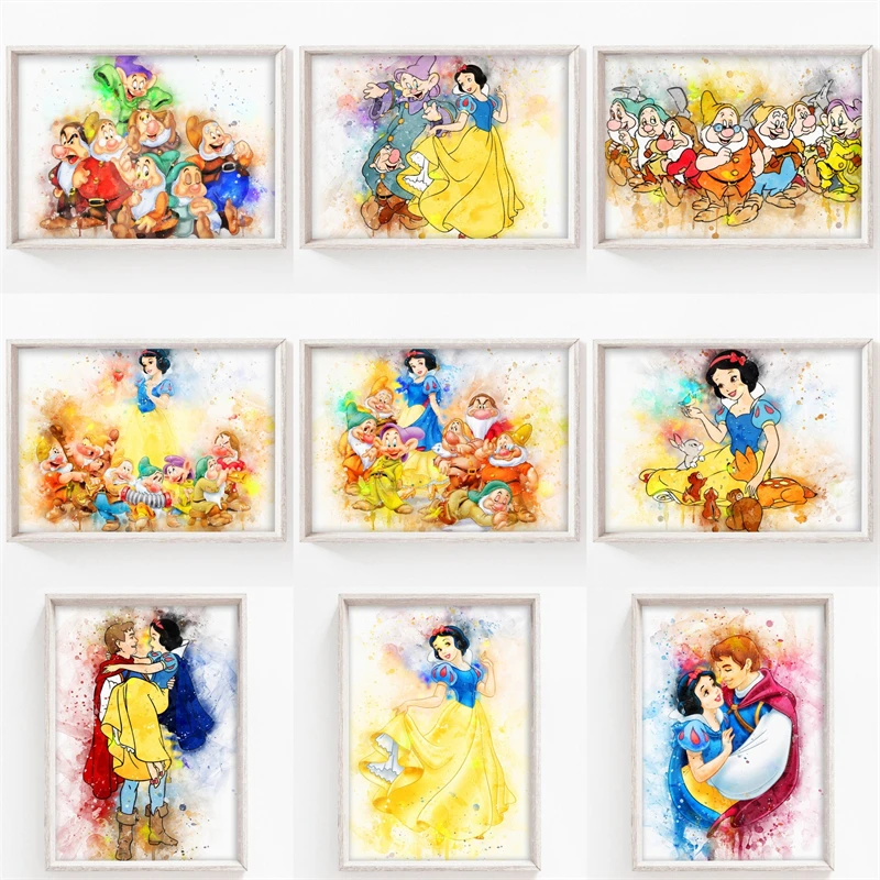 

Canvas Art Paintings Disney Snow White Poster and Print Nursery Room Wall Art Picture for Living Room Cuadros Home Decoration