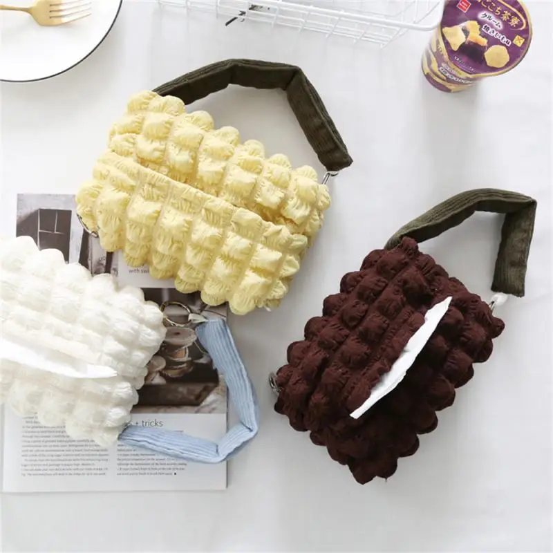 

Storage Paper Towel Storage Car Decorative Hanging Tissue Bag Creative Puff Fabric Tissue Box Beauty Elements