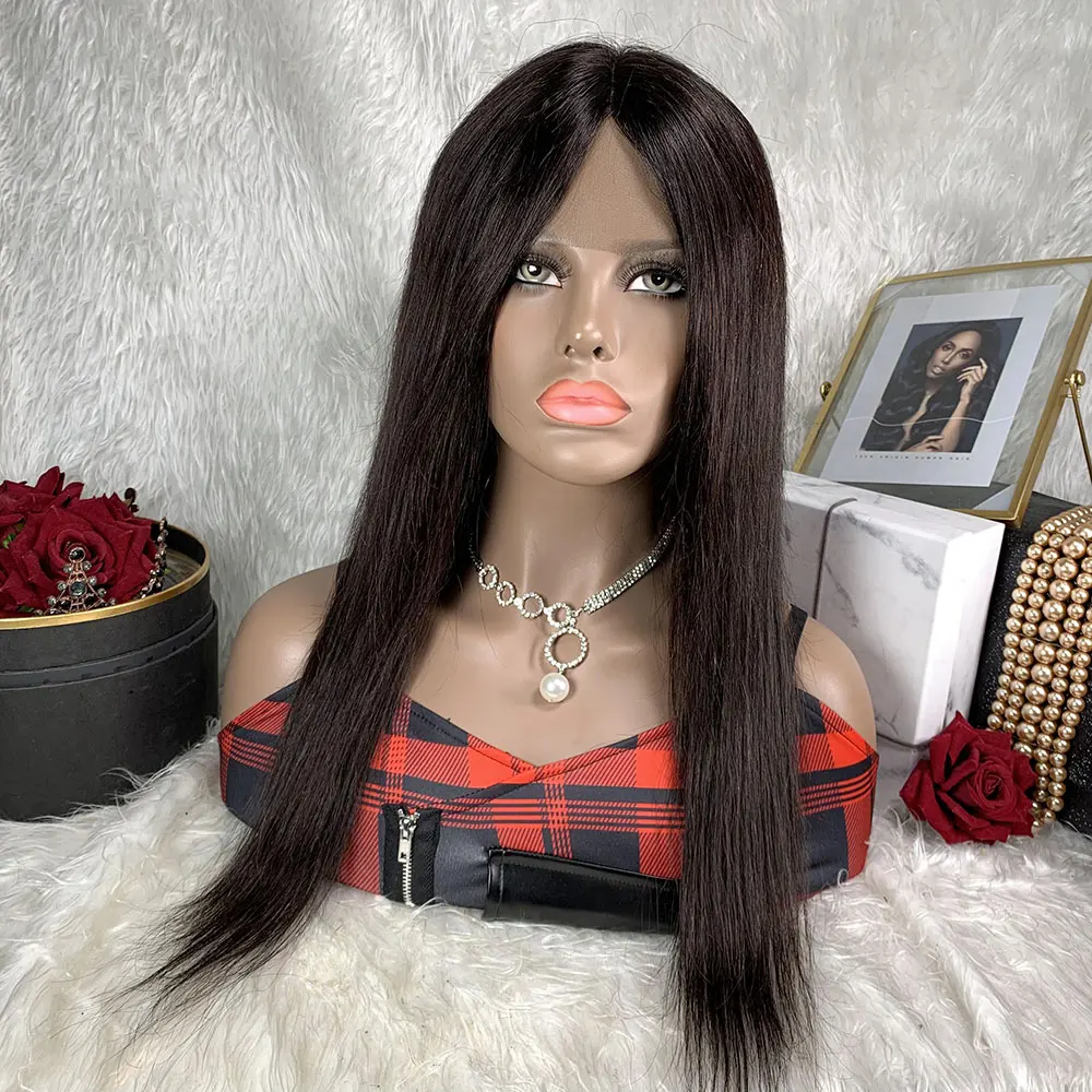 

Парик женский прямой из натуральных 100% человеческих волос, с передней частью