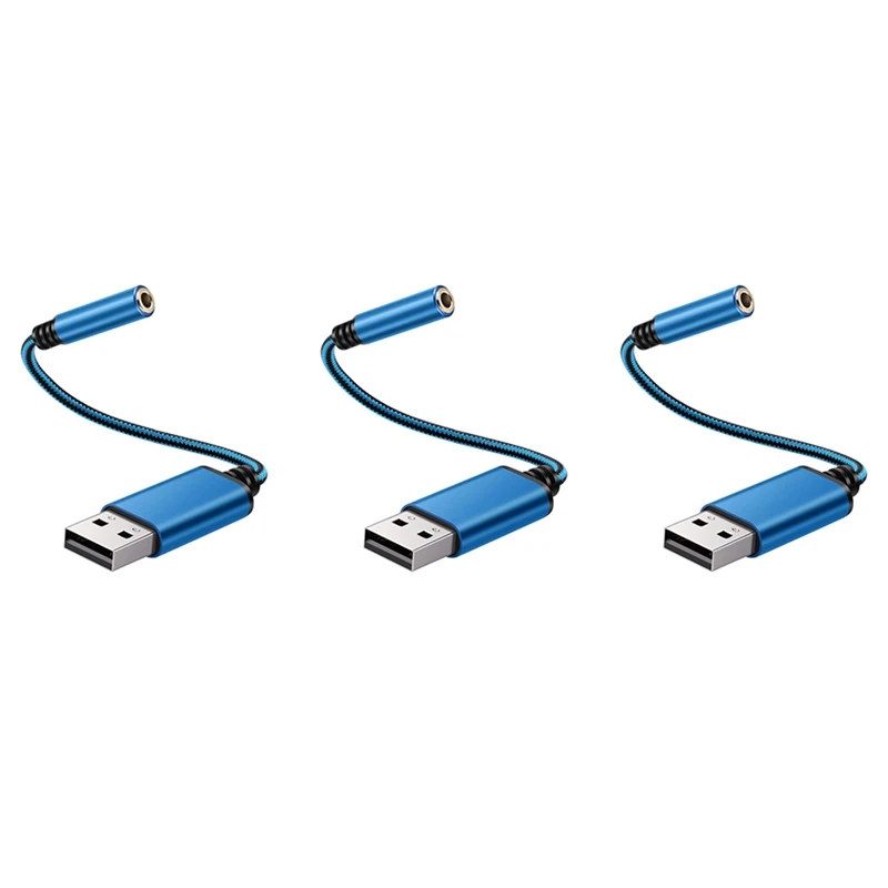 

3x USB к аудиоадаптеру для наушников 3,5 мм, внешняя стереозвуковая карта для ПК, ноутбука, PS4, Mac и т. д. (0,6 фута)