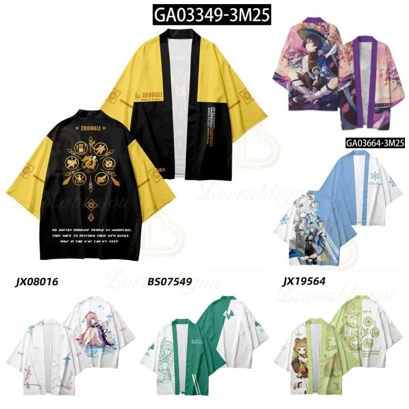 

Genshin Impact Kimono Kaedehara Kazuha Hu Tao Cosplay Kimono Cape 3D Digital Printed Cardigan Coat for Adults and Children