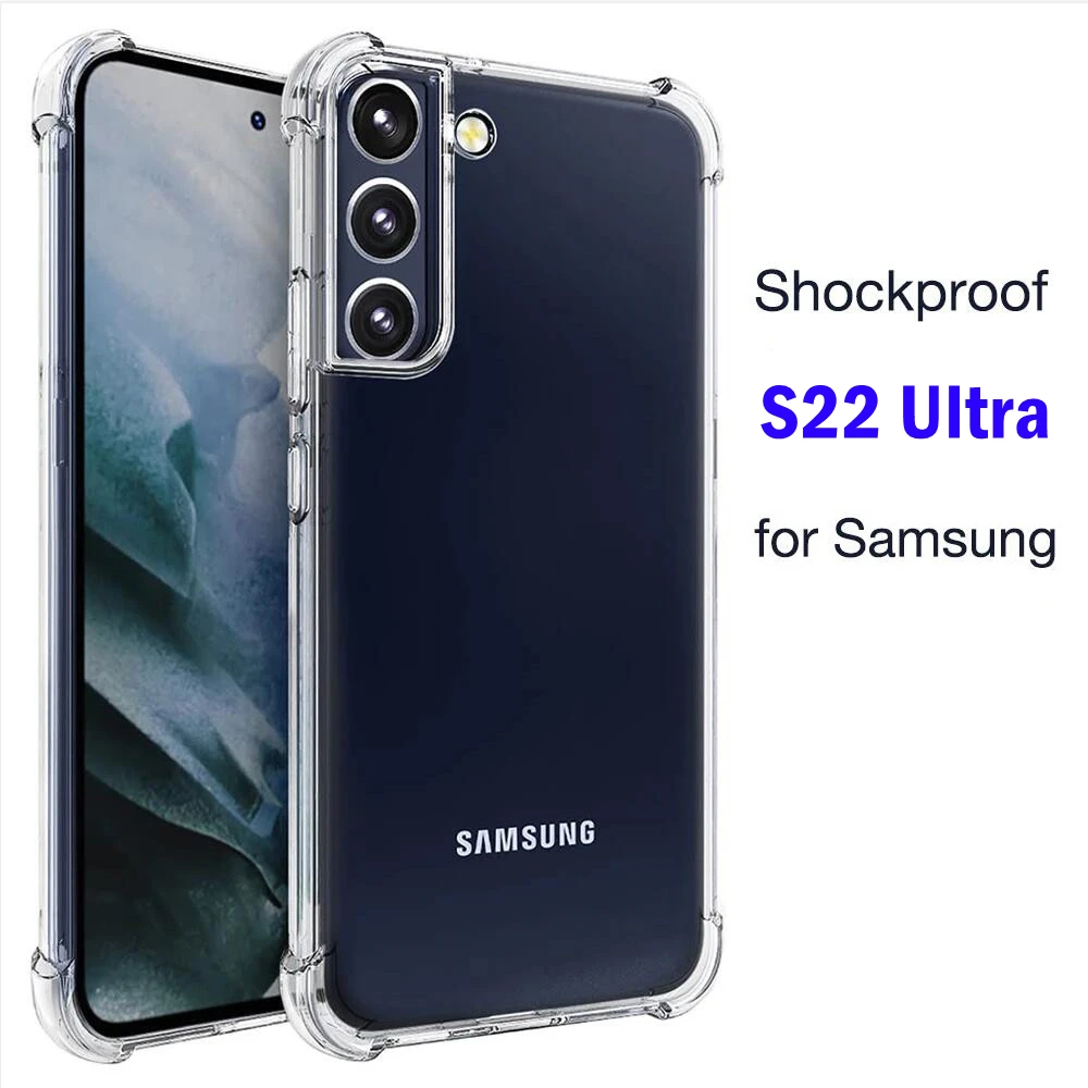 

For Galaxy S22 Ultra Case with Lens Protector Cover Transparent Shell S22Ultra Shockproof Phone Case on Galaxy S22 Plus 5G