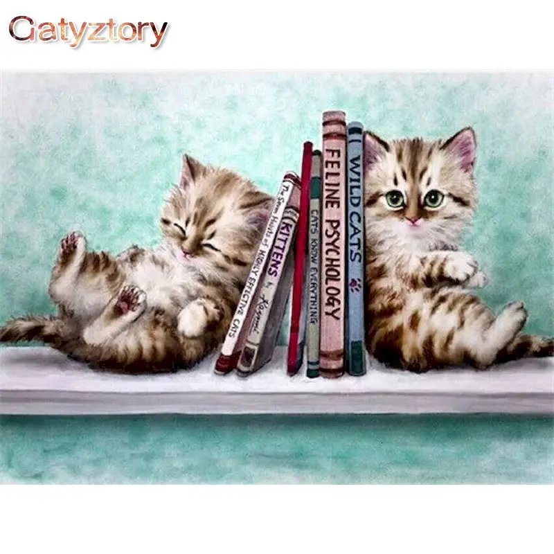 

GATYZTORY Cute Cats Animal Oil Painting By Numbers Kits On Canvas For Kids Unique Birthday Gifts Artcraft Home Decor Wall Photo