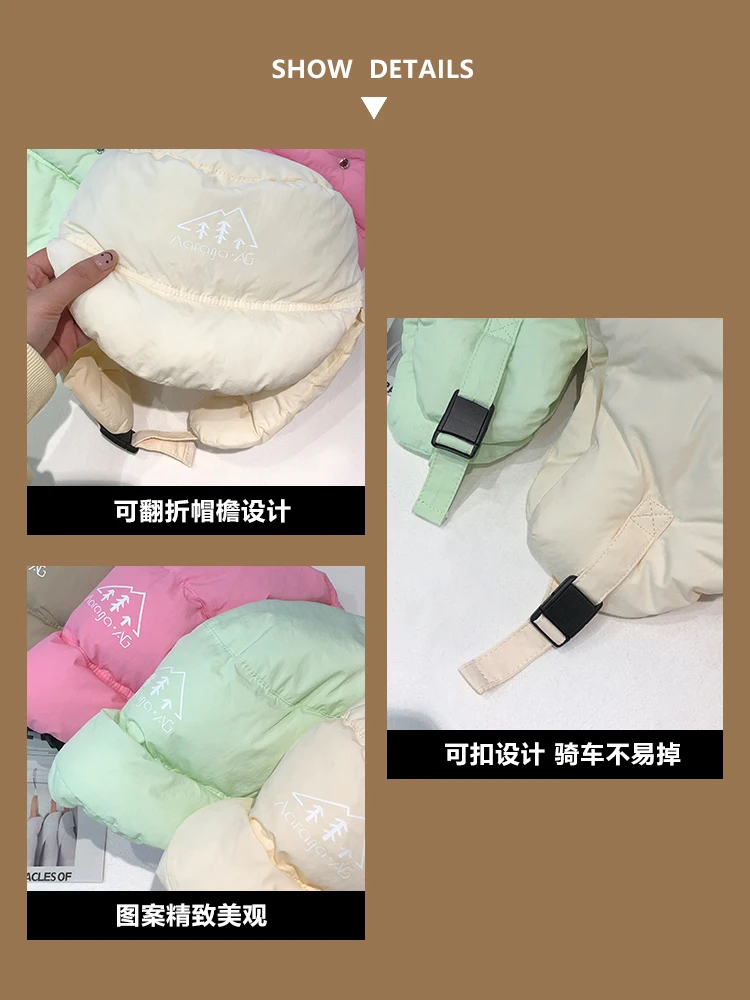 Lightweight Down Cotton Hat Women Winter Thick Warm Riding Earmuff Lei Feng Cold-Proof Ski Pilot Men |