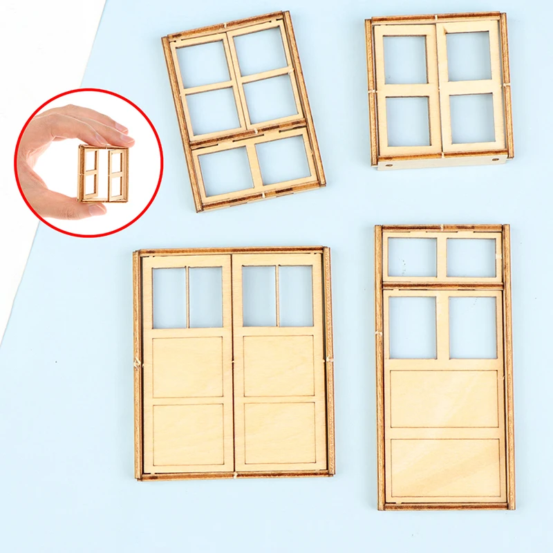 

1/12 Dollhouse Furniture Simulation Miniatures Wooden Window DoorFor Kids DIY