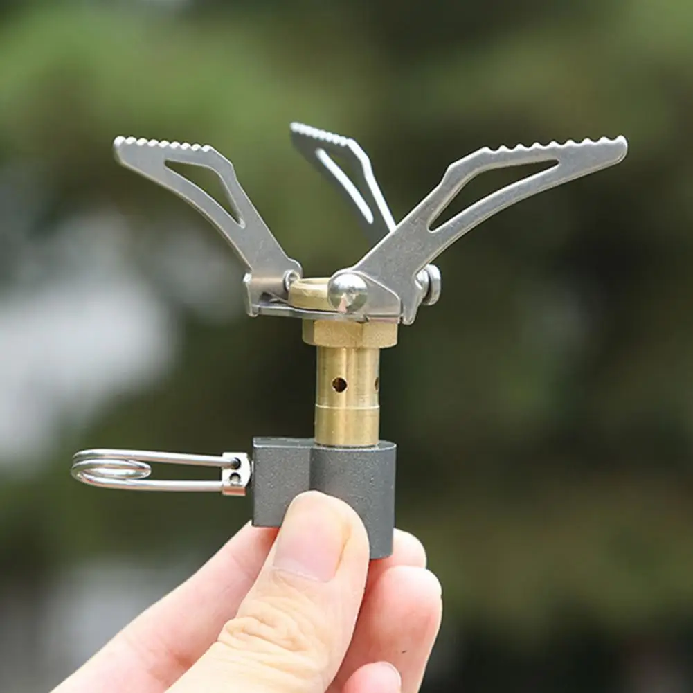 

Camping Gas Burner Rotary Valve Integrated Folding Steaming Rack Holding Titanium Alloy Portable Gas Stove Stand Can Adapter