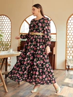 toleen women plus size large elegant maxi dresses 2022 spring floral boho long sleeve oversized party evening festival clothing