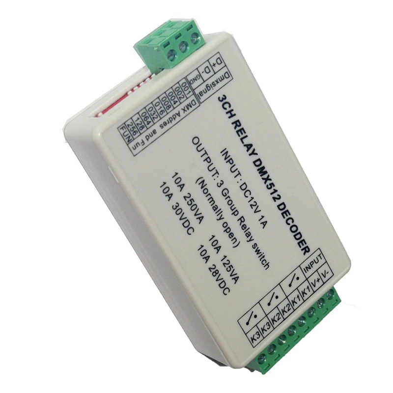 Фото 3CH реле DMX512 декодер вход DC 12V 1A выход 3 группа реле Макс 10A Переключатель светодиодный контроллер с чехлом №3
