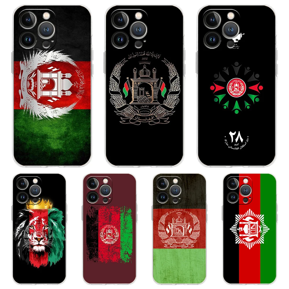

Afghan Afghanistan Flag Transparent Phone Case Cover for iPhone 14 13 12 11 Pro Max X XR 8 7 Plus SE 2020 XS Max Silicone Shell