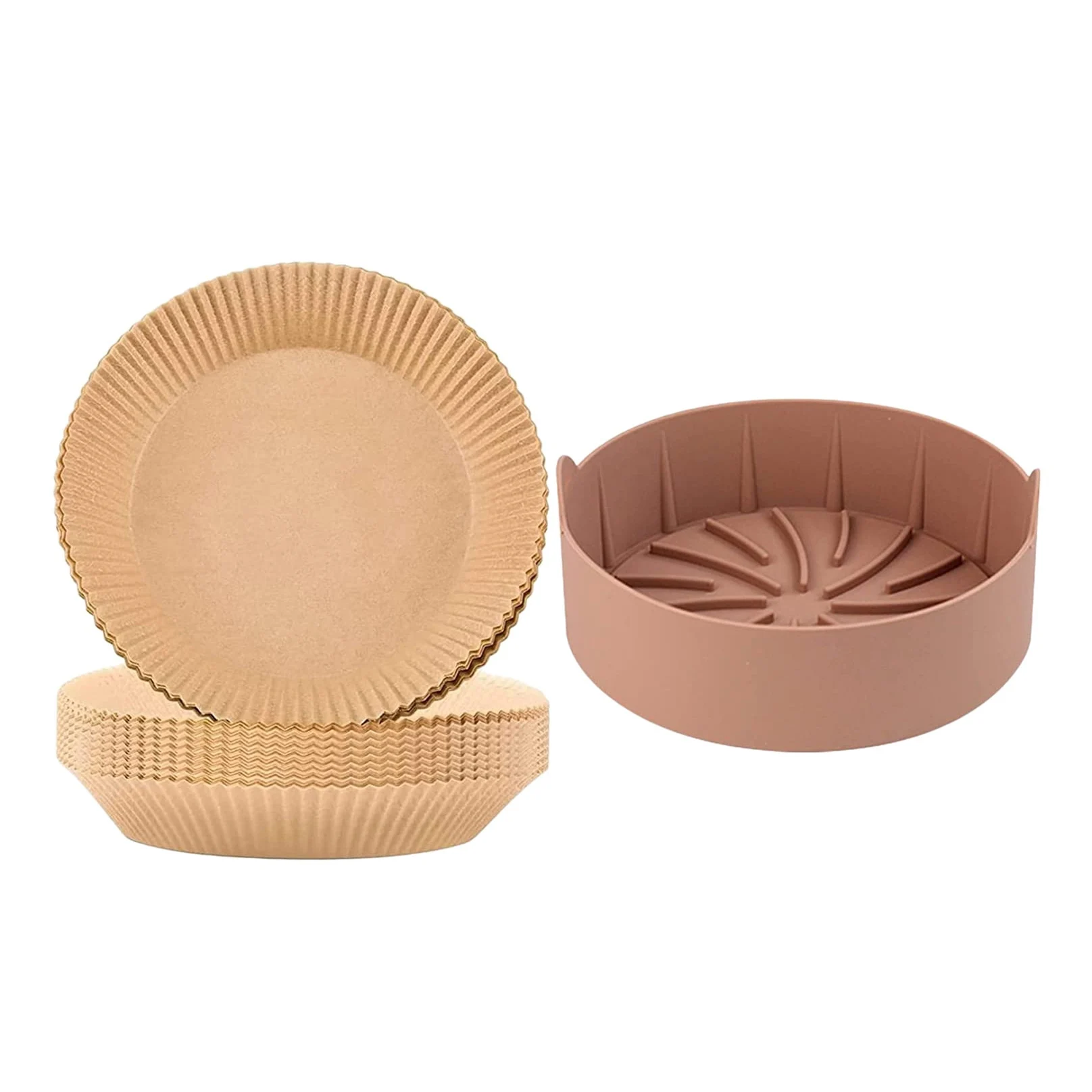 

51 Pcs Air Fryer Silicone Pot And Air Fryer Disposable Paper Liner Non-Stick Baking Paper Set For Air Fryer Microwave