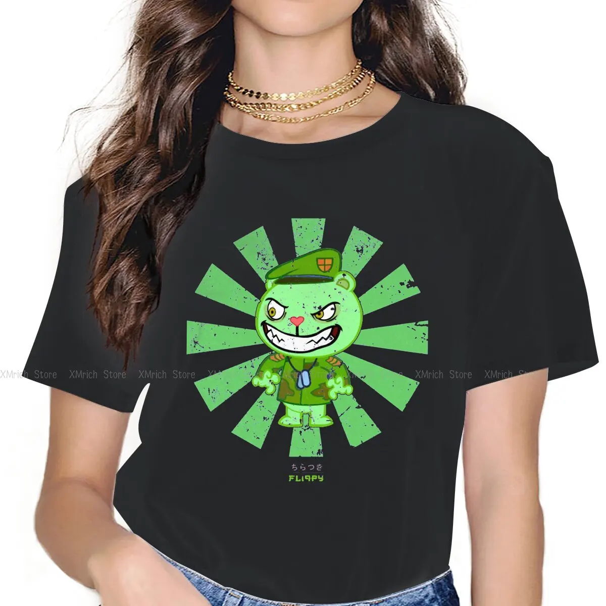 Retro Flippy  Women Clothing Happy Tree Friends Cuddles Giggles Anime Graphic Female Tshirts Vintage Gothic Loose Tops Tee Girls