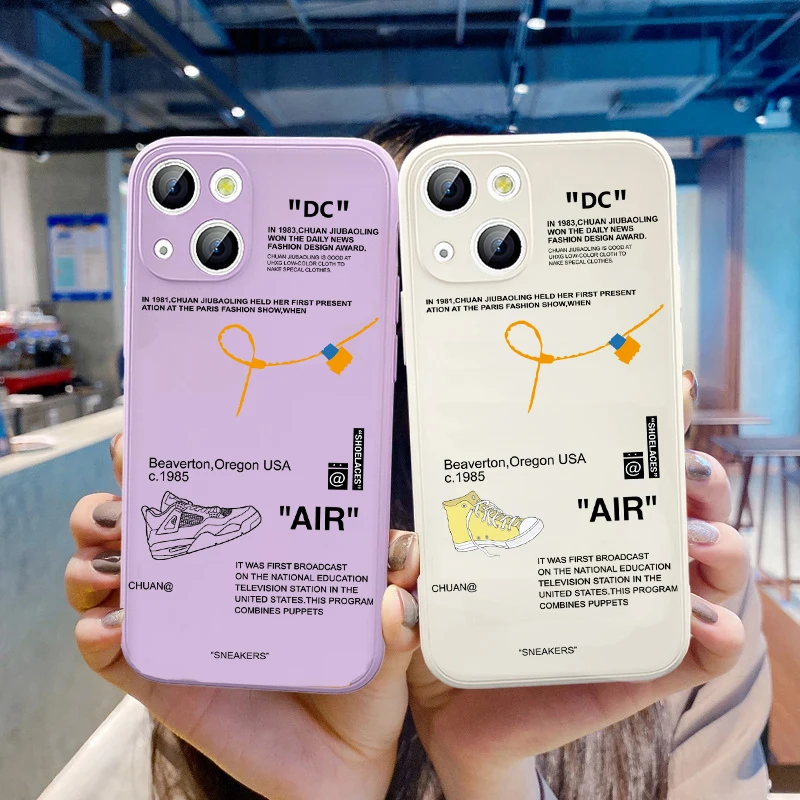 

Hot Off Sports shoes brand Phone Case For iPhone 13 12 11 Pro Max XS Max XR X Color Liquid Silicon Soft label Bumper Back Cover
